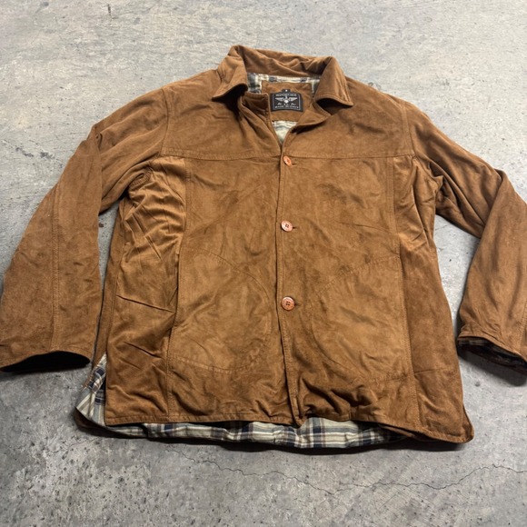 Reportage Other - Reportage Men's Brown Suede Plaid Lined Shacket S/M Italy VTG Retro Western